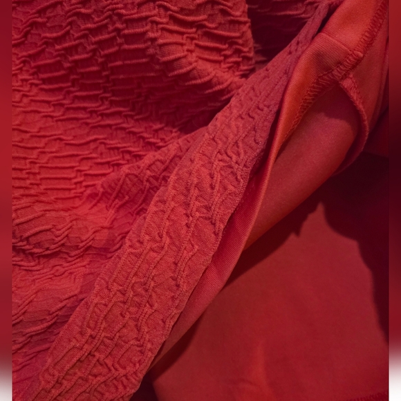 Calvin Klein - NEW Vibrant Coral Geometric Textured Mini Dress. Great For Summer - Picture 5 of 8